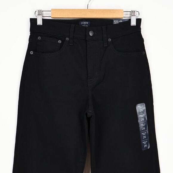 NWT J.Crew Factory Cropped Wide Leg Jean In All-Day Stretch Black Size 26 - Picture 5 of 12